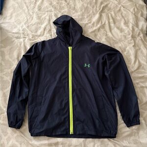 Under Armour Jacket Men’s Medium Blue Green Full Zip Windbreaker Activewear Coat
